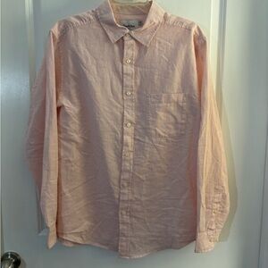 Mens Goodfellow & Co Pink Linen Long-Sleeve Button-Down Shirt Sz M